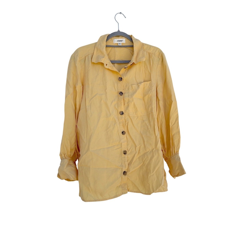 JAK&RAE Mustard Yellow Long Sleeve Button Down Blouse Cupro Viscose Size L